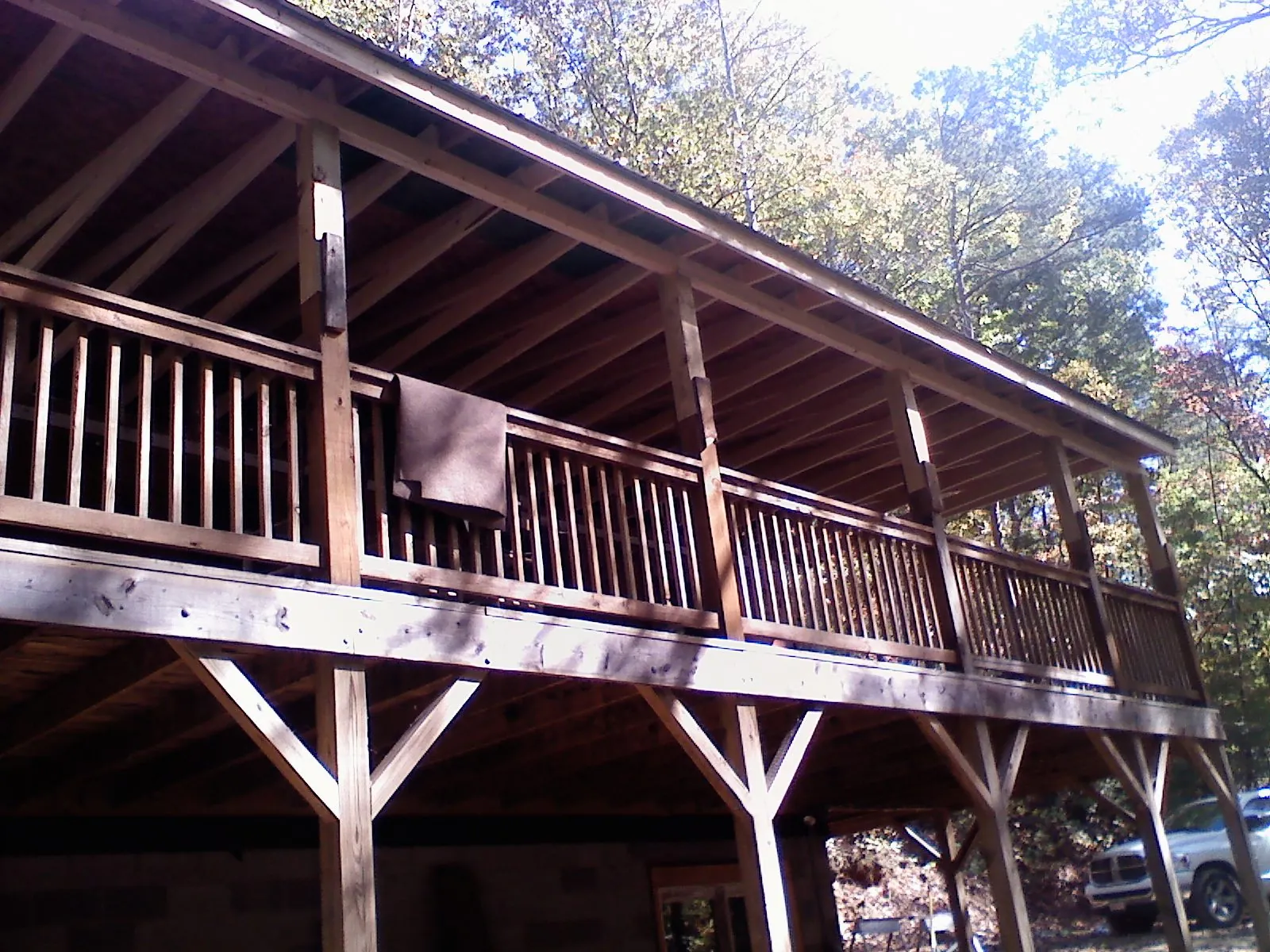 Timber framing under a new elevated porch and deck — Roof Leak Repair in Saddle River by Roofing Brothers